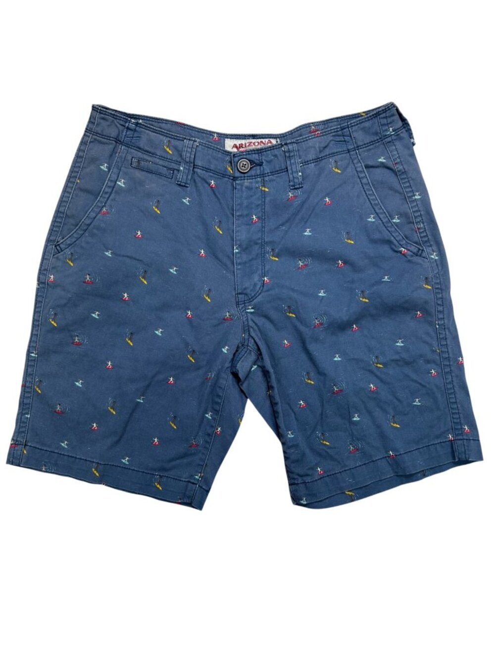 Arizona Jeans 33 Surfer Chino Shorts Navy Coastal Beach Casual
